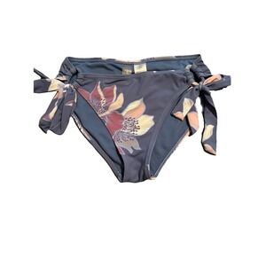 Mynah Small Swimsuit Bikini Bottom Side Ties Hipster Floral Blue Orchid